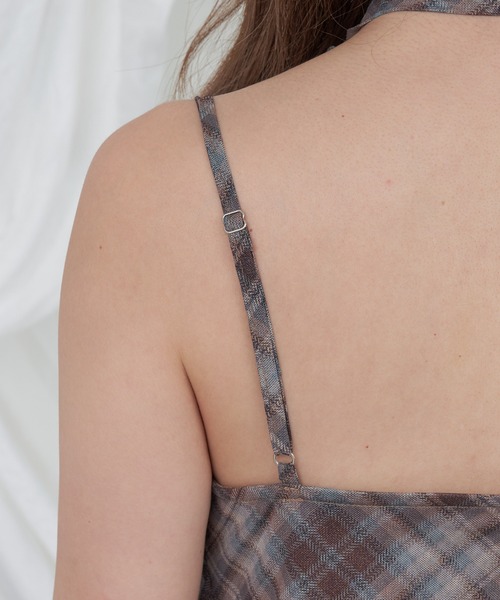 RAY CASSIN（レイカズン）の「【チェック/レース】タイ付サイドフリルキャミソール（キャミソール・レディース・ホワイト/ベージュ系その他2/ミント/ブラック系その他2/ブルー系その他2・FREE）」の7枚目の写真