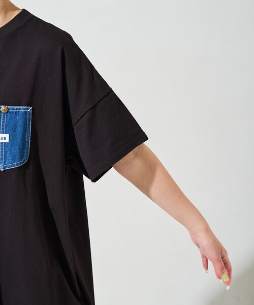 FREAK'S STORE(フリークスストア)の「限定展開 Lee × FREAK'S STORE/リー 別注 デニム ポケット 半袖 ワンピース(ワンピース・レディース・ストライプ/ネイビー/オフホワイト/ブラック・MEDIUM/SMALL)」の7枚目の写真