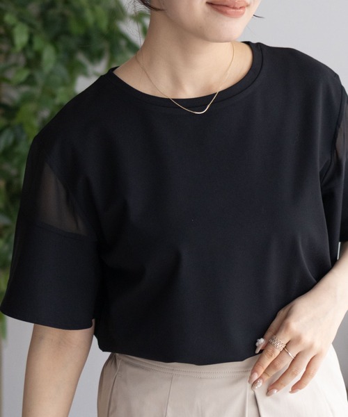 Howdy Marie（ハウディ―マリー）の「Howdy Marie フレア袖 シアー プルオーバー（Tシャツ/カットソー・レディース・ホワイト/ブラック/グレー・M/L）」の2枚目の写真