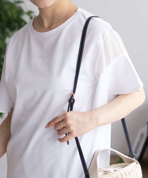 Howdy Marie（ハウディ―マリー）の「Howdy Marie フレア袖 シアー プルオーバー（Tシャツ/カットソー・レディース・ホワイト/ブラック/グレー・M/L）」の5枚目の写真