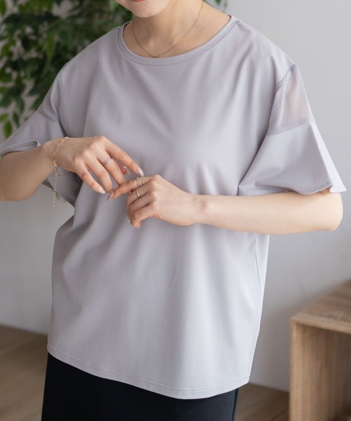 Howdy Marie（ハウディ―マリー）の「Howdy Marie フレア袖 シアー プルオーバー（Tシャツ/カットソー・レディース・ホワイト/ブラック/グレー・M/L）」の13枚目の写真