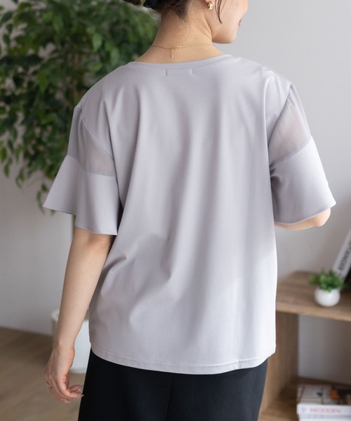 Howdy Marie（ハウディ―マリー）の「Howdy Marie フレア袖 シアー プルオーバー（Tシャツ/カットソー・レディース・ホワイト/ブラック/グレー・M/L）」の15枚目の写真