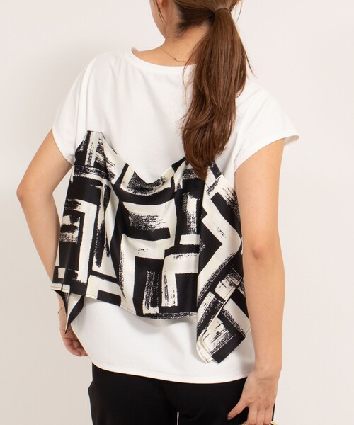 NOLLEY’S（ノーリーズ）の「【追加】スカーフ柄ビスチェ付き風Tシャツ（Tシャツ/カットソー・レディース・ブラック系その他/ホワイト系その他5・38）」の11枚目の写真