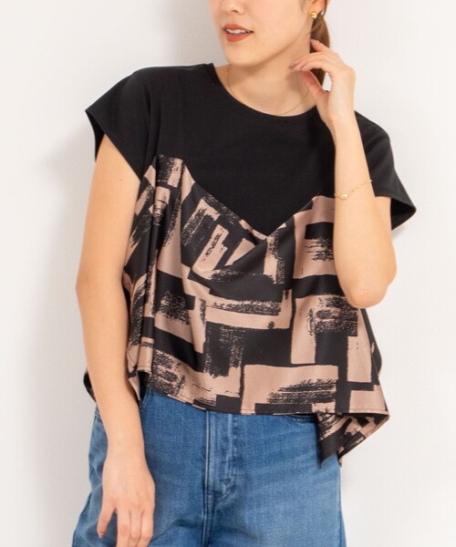 NOLLEY’S（ノーリーズ）の「【追加】スカーフ柄ビスチェ付き風Tシャツ（Tシャツ/カットソー・レディース・ブラック系その他/ホワイト系その他5・38）」の14枚目の写真
