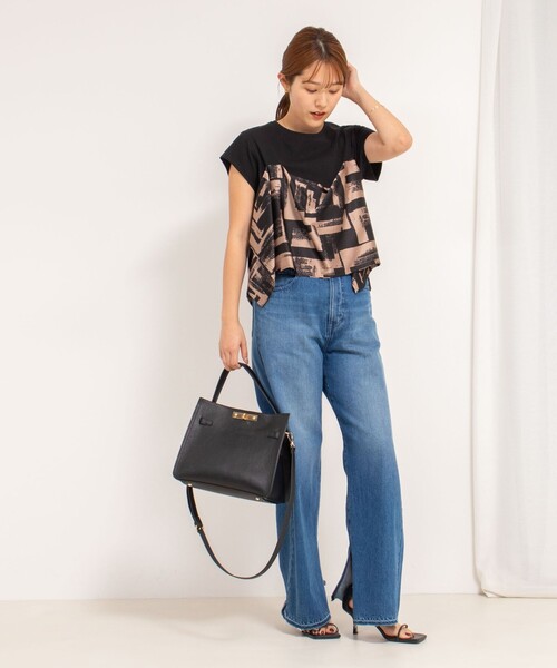 NOLLEY’S（ノーリーズ）の「【追加】スカーフ柄ビスチェ付き風Tシャツ（Tシャツ/カットソー・レディース・ブラック系その他/ホワイト系その他5・38）」の18枚目の写真