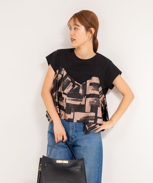 NOLLEY’S（ノーリーズ）の「【追加】スカーフ柄ビスチェ付き風Tシャツ（Tシャツ/カットソー・レディース・ブラック系その他/ホワイト系その他5・38）」の21枚目の写真