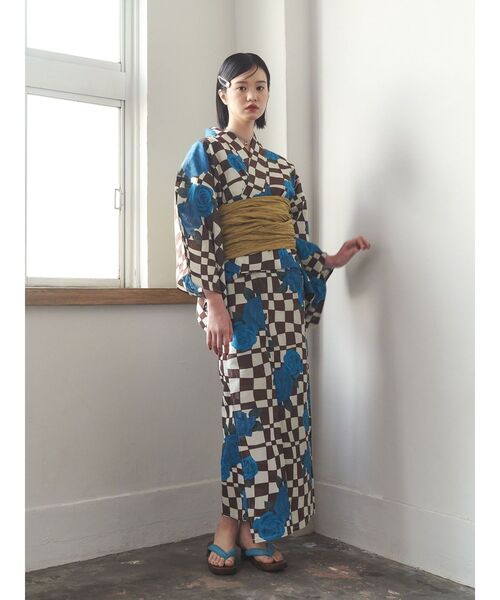 jouetie（ジュエティ）の「【jouetieオリジナル】ローズチェッカーセパレート浴衣セット（浴衣・レディース・レッド/ブルー・MEDIUM）」の12枚目の写真