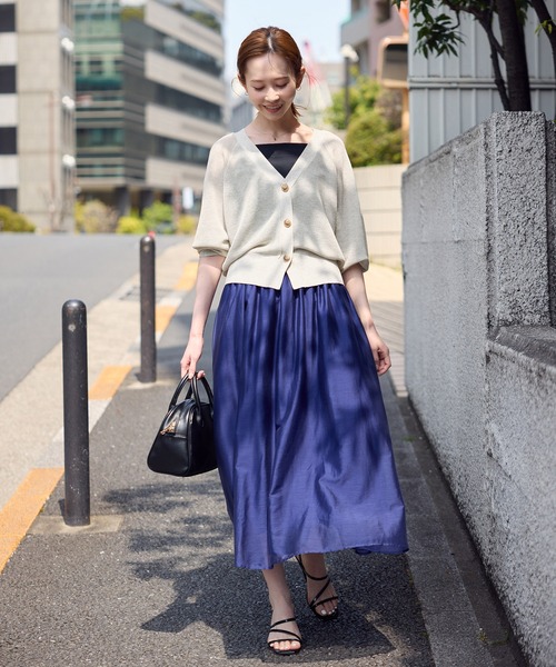 ROPE' PICNIC（ロペピクニック）の「LEVITA片畔ニットカーディガン（カーディガン/ボレロ・レディース・チャコールグレー/オフホワイト/イエロー/ライトグレー・38）」の5枚目の写真