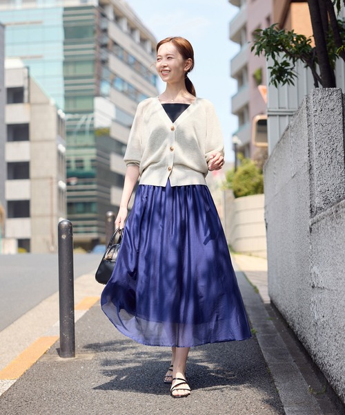 ROPE' PICNIC（ロペピクニック）の「LEVITA片畔ニットカーディガン（カーディガン/ボレロ・レディース・チャコールグレー/オフホワイト/イエロー/ライトグレー・38）」の6枚目の写真