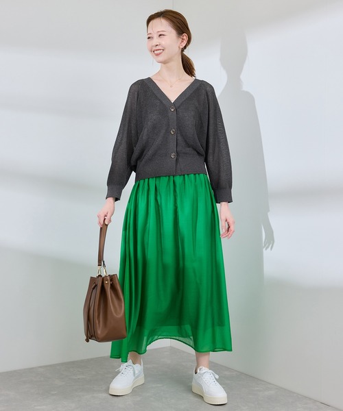 ROPE' PICNIC（ロペピクニック）の「LEVITA片畔ニットカーディガン（カーディガン/ボレロ・レディース・チャコールグレー/オフホワイト/イエロー/ライトグレー・38）」の9枚目の写真