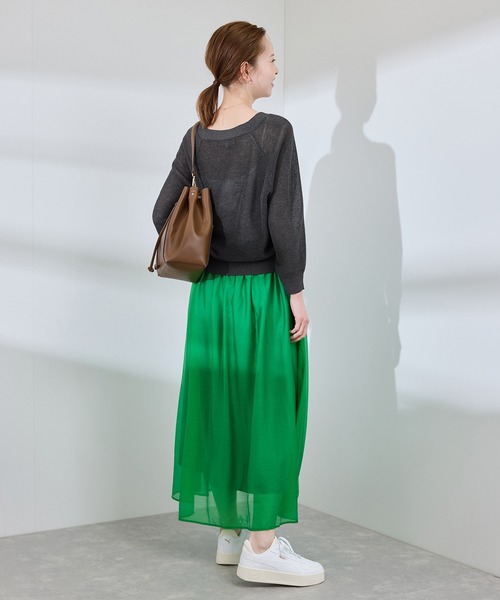 ROPE' PICNIC（ロペピクニック）の「LEVITA片畔ニットカーディガン（カーディガン/ボレロ・レディース・チャコールグレー/オフホワイト/イエロー/ライトグレー・38）」の11枚目の写真