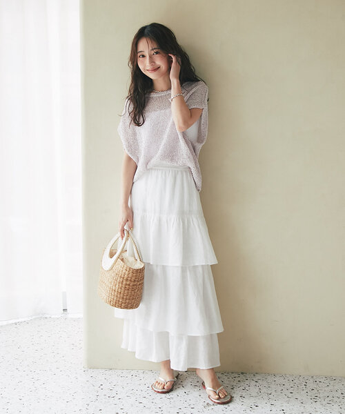 La boutique BonBon(ラブティックボンボン)の「【スタッフmiki監修】2WAYペチカップキャミ/ロング丈(キャミソール・レディース・ホワイト/ライトベージュ・PS/FREE)」の13枚目の写真