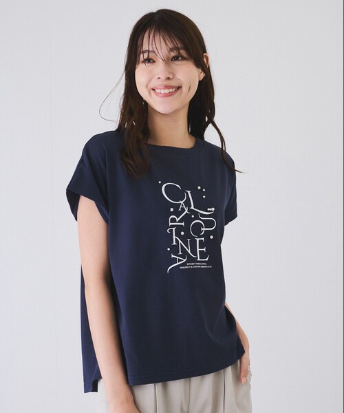 Jayro（ジャイロ）の「パール付きプリントロゴTシャツ（Tシャツ/カットソー・レディース・ブラック/ホワイト系その他/ネイビー/ラベンダー・M）」の4枚目の写真