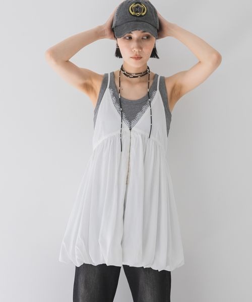 JEANASIS（ジーナシス）の「バルーンキャミチュニック/492481（キャミソール・レディース・ブラック/グレー/オフホワイト・FREE）」の7枚目の写真