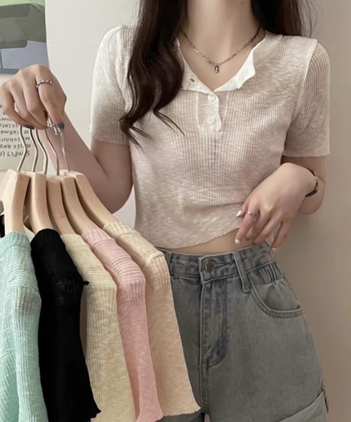 フレッドペリー カシミヤ 半袖サマーニット チュニック ヘンリー