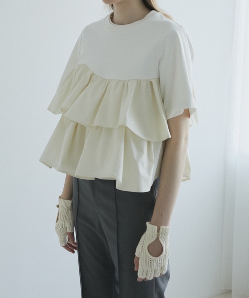 LE CIEL BLEU - UNOF トップス LE CIEL BLEU｜ショートラッフルカットトップ / Short Ruffle