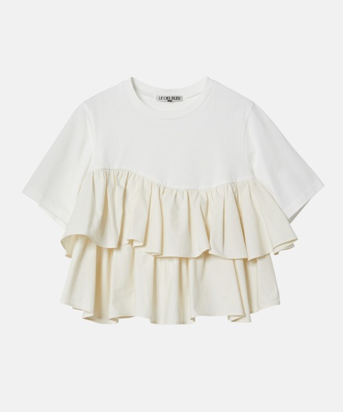 ルシェルブルー　リブ　フリル　トップス LE CIEL BLEU（フリル ・ Tシャツ(半袖/袖なし)）のフリマ
