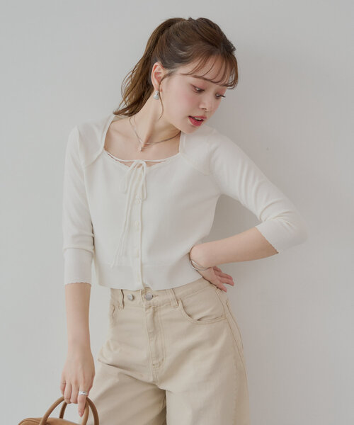 Chico(チコ)の「アメスリレイヤードボレロデザインカーディガン(カーディガン/ボレロ・レディース・ブルー系その他/ホワイト/ピンク・FREE)」の4枚目の写真