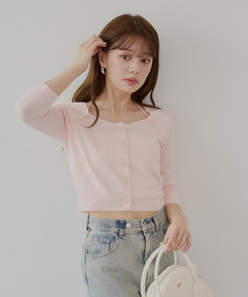 Chico(チコ)の「アメスリレイヤードボレロデザインカーディガン(カーディガン/ボレロ・レディース・ブルー系その他/ホワイト/ピンク・FREE)」の10枚目の写真