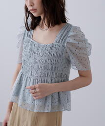 FREE'S MART | ◆フロッキードットシャーリングペプラムブラウス(シャツ/ブラウス)