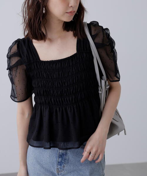 ブラウス シャツ コットンプリント ペプラムブラウス レディース CRAFT STANDARD BOUTIQUE ブラウス シャツ ペプラムブラウス