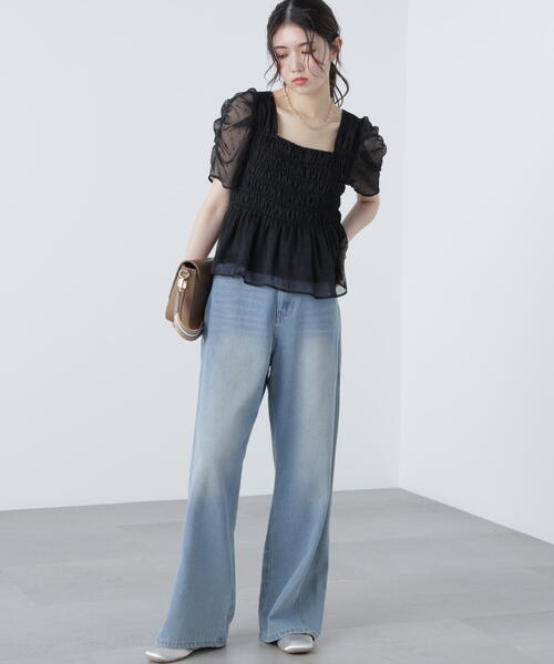 ◇フロッキードットシャーリングペプラムブラウス（シャツ/ブラウス