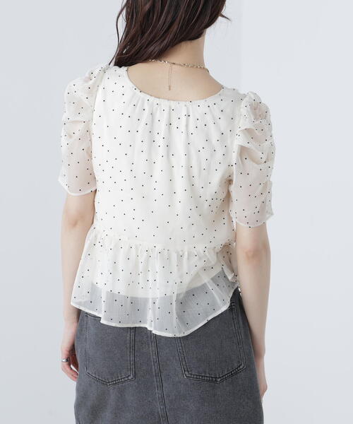FREE'S MART（フリーズマート）の「◆フロッキードットシャーリングペプラムブラウス（シャツ/ブラウス・レディース・グリーン/ホワイト/ブラック・FREE）」の16枚目の写真
