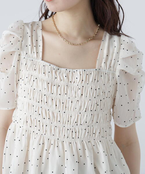 FREE'S MART（フリーズマート）の「◆フロッキードットシャーリングペプラムブラウス（シャツ/ブラウス・レディース・グリーン/ホワイト/ブラック・FREE）」の17枚目の写真