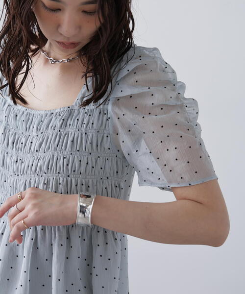 ◇フロッキードットシャーリングペプラムブラウス（シャツ/ブラウス