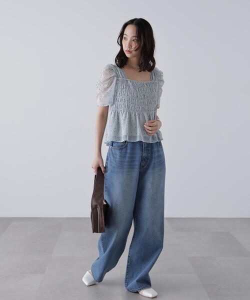 極美品 Heve ヘイヴ シャーリングペプラムブラウス ホワイト FREE