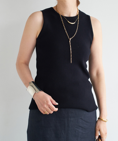 新品✨ Diner B CROP タンクトップ ネイビーA 追加 Diner B CROP タンクトップ（ニット/セーター）｜Deuxieme