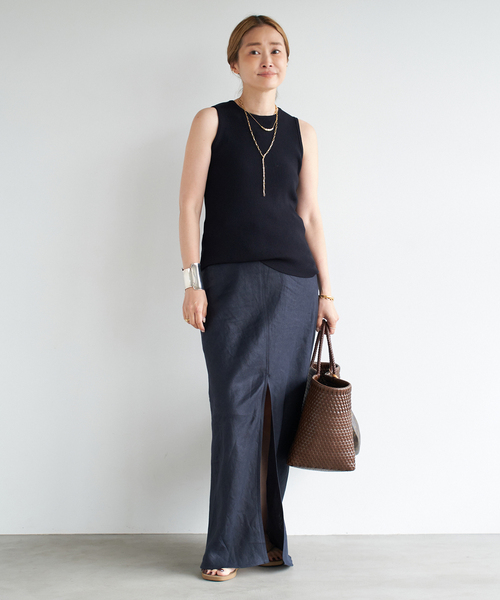 新品✨ Diner B CROP タンクトップ ネイビーA 追加 Diner B CROP タンクトップ（ニット/セーター）｜Deuxieme