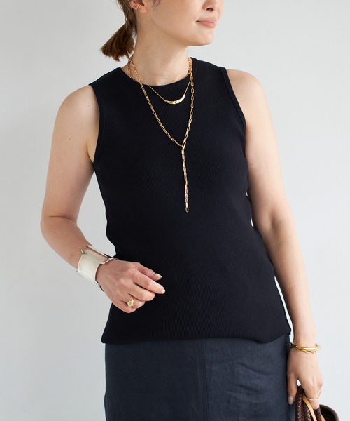 Deuxieme Classe(ドゥーズィエムクラス)の「*追加 Diner B CROP タンクトップ(ニット/セーター・レディース・ホワイト系その他/ダークブルー・FREE)」の10枚目の写真
