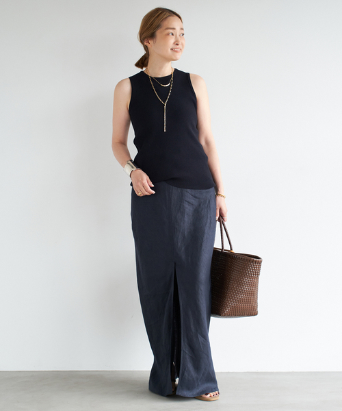 新品✨ Diner B CROP タンクトップ ネイビーA 追加 Diner B CROP タンクトップ（ニット/セーター）｜Deuxieme