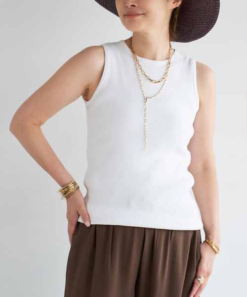 Deuxieme Classe(ドゥーズィエムクラス)の「*追加 Diner B CROP タンクトップ(ニット/セーター・レディース・ホワイト系その他/ダークブルー・FREE)」の18枚目の写真