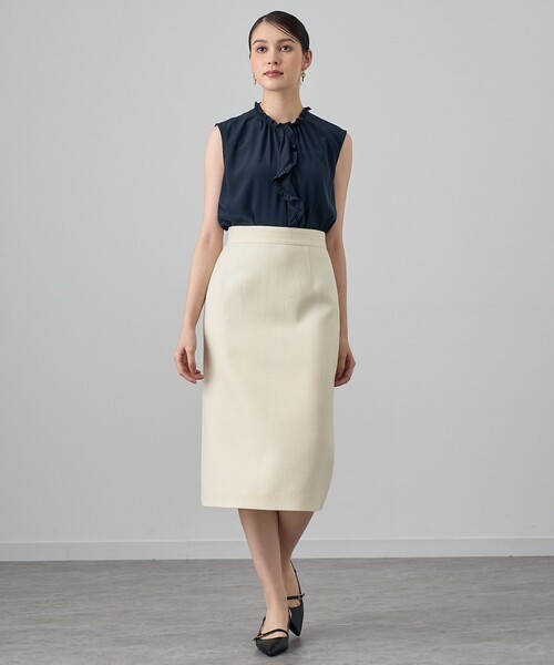 ANAYI（アナイ）の「クレープデシンフロントラッフルブラウス（シャツ/ブラウス・レディース・ネイビー/ピンク/ホワイト・38/36）」の13枚目の写真