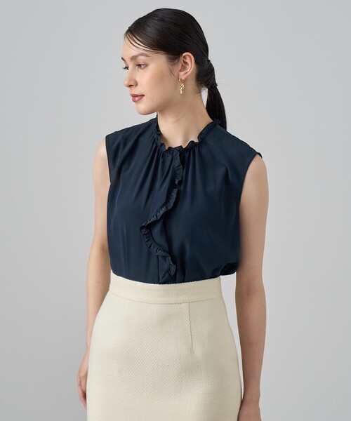 ANAYI（アナイ）の「クレープデシンフロントラッフルブラウス（シャツ/ブラウス・レディース・ネイビー/ピンク/ホワイト・38/36）」の15枚目の写真