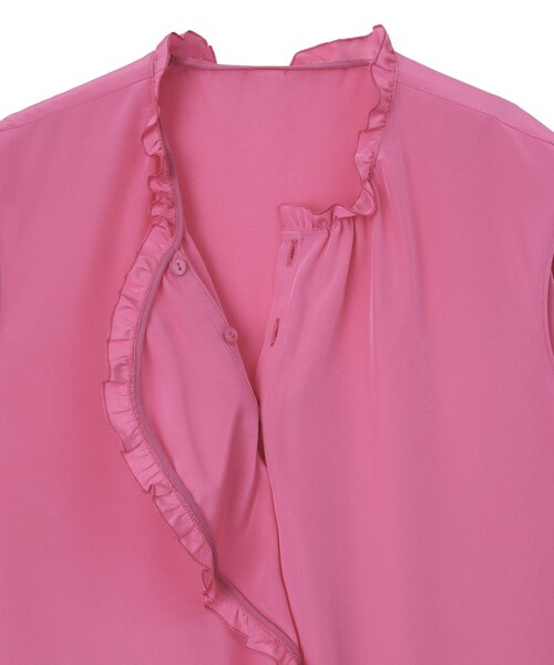 ANAYI（アナイ）の「クレープデシンフロントラッフルブラウス（シャツ/ブラウス・レディース・ネイビー/ピンク/ホワイト・38/36）」の7枚目の写真