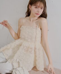 【SALON by Chico】ローズチュールペプラムブラウス