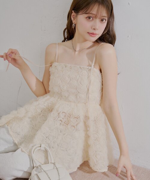 SALON by Chico/新色追加】ローズチュールペプラムブラウス