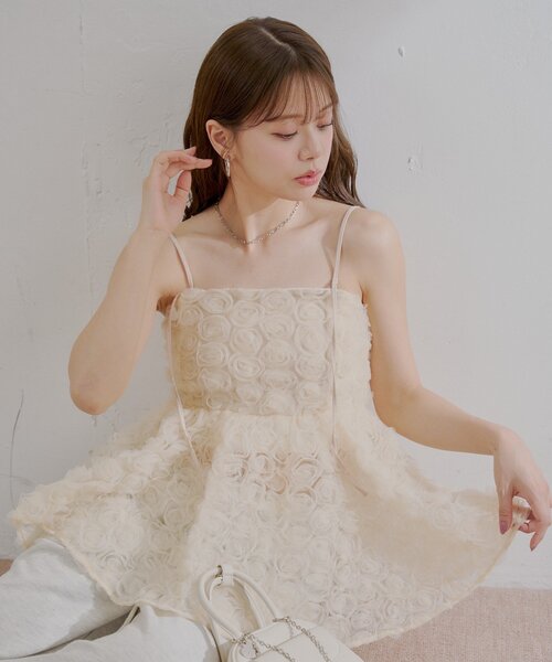SALON by Chico/新色追加】ローズチュールペプラムブラウス