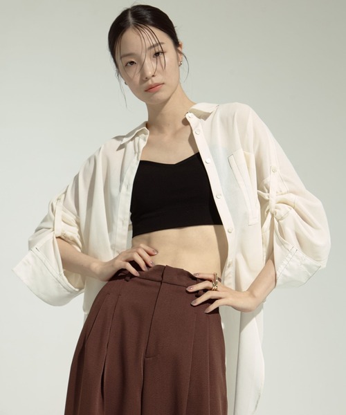 ブラウス シャツ 「STUDIOUS/ステュディオス」Oversized 4way Shirt/オーバーサイズシャツ レディース セール】【STUDIOUS/ステュディオス】Matte Sheer Over Shirt