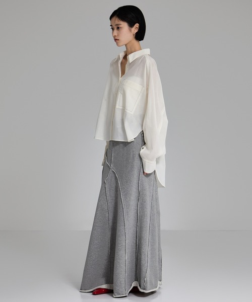 STUDIOUS(ステュディオス)の「【STUDIOUS/ステュディオス】Matte Sheer Over Shirt/ステッチシアーシャツオーバーシャツ(シャツ/ブラウス・レディース・ブラック/ホワイト・FREE)」の7枚目の写真