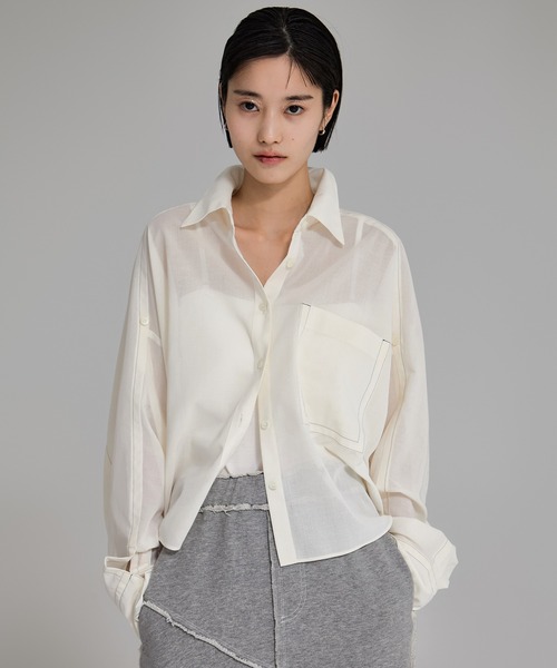 ブラウス シャツ 「STUDIOUS/ステュディオス」Matte Sheer Over Shirt/ステッチシアーシャツオーバーシャツ レディース セール】【STUDIOUS/ステュディオス】Matte Sheer Over Shirt