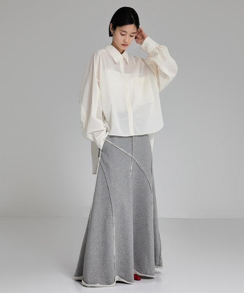 STUDIOUS(ステュディオス)の「【STUDIOUS/ステュディオス】Matte Sheer Over Shirt/ステッチシアーシャツオーバーシャツ(シャツ/ブラウス・レディース・ブラック/ホワイト・FREE)」の8枚目の写真