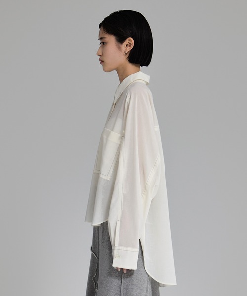 ブラウス シャツ 「STUDIOUS/ステュディオス」Matte Sheer Over Shirt/ステッチシアーシャツオーバーシャツ レディース セール】【STUDIOUS/ステュディオス】Matte Sheer Over Shirt