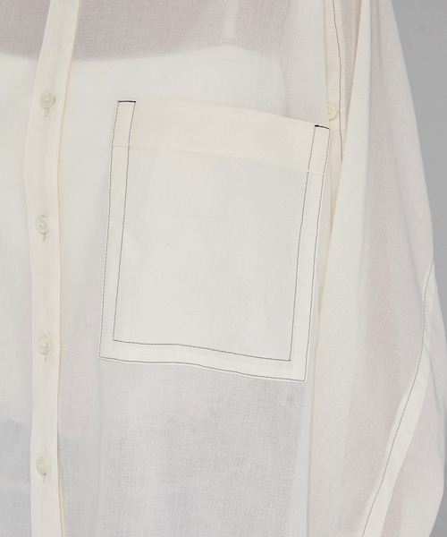 STUDIOUS(ステュディオス)の「【STUDIOUS/ステュディオス】Matte Sheer Over Shirt/ステッチシアーシャツオーバーシャツ(シャツ/ブラウス・レディース・ブラック/ホワイト・FREE)」の15枚目の写真