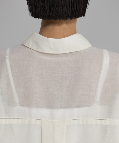 STUDIOUS(ステュディオス)の「【STUDIOUS/ステュディオス】Matte Sheer Over Shirt/ステッチシアーシャツオーバーシャツ(シャツ/ブラウス・レディース・ブラック/ホワイト・FREE)」の17枚目の写真