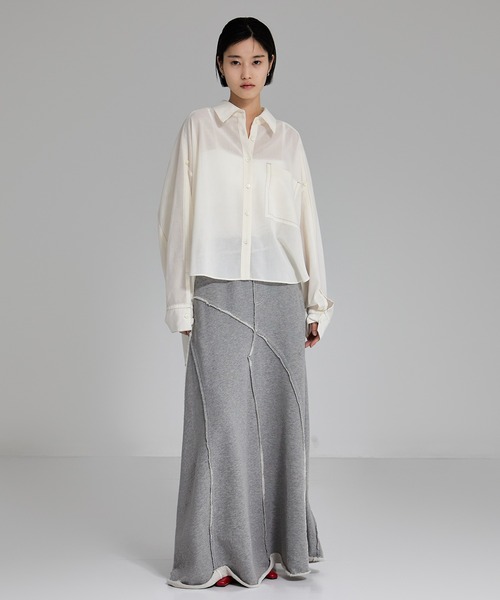 STUDIOUS(ステュディオス)の「【STUDIOUS/ステュディオス】Matte Sheer Over Shirt/ステッチシアーシャツオーバーシャツ(シャツ/ブラウス・レディース・ブラック/ホワイト・FREE)」の5枚目の写真