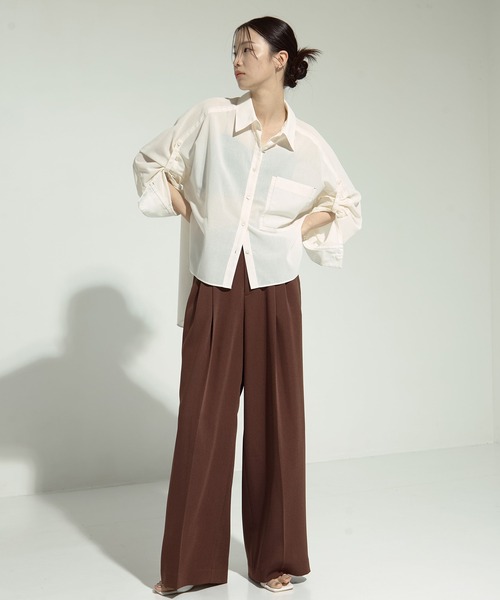 セール】【STUDIOUS/ステュディオス】Matte Sheer Over Shirt